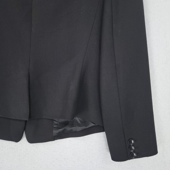 BCBG MAXAZRIA Jacket Womens Large Black Blue Single Button Blazer Career Office - Picture 11 of 11